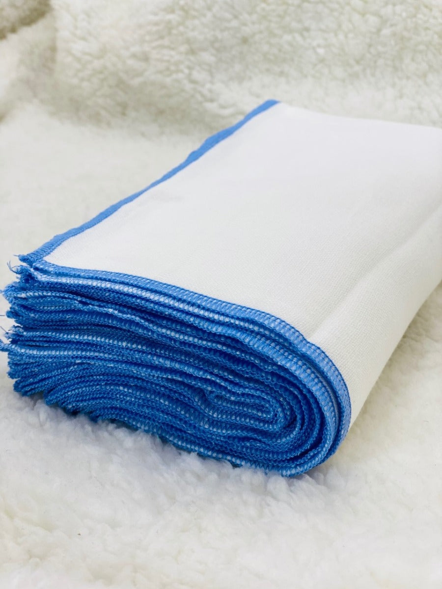 White/Blue Border Nappy 20 X 20 6pc