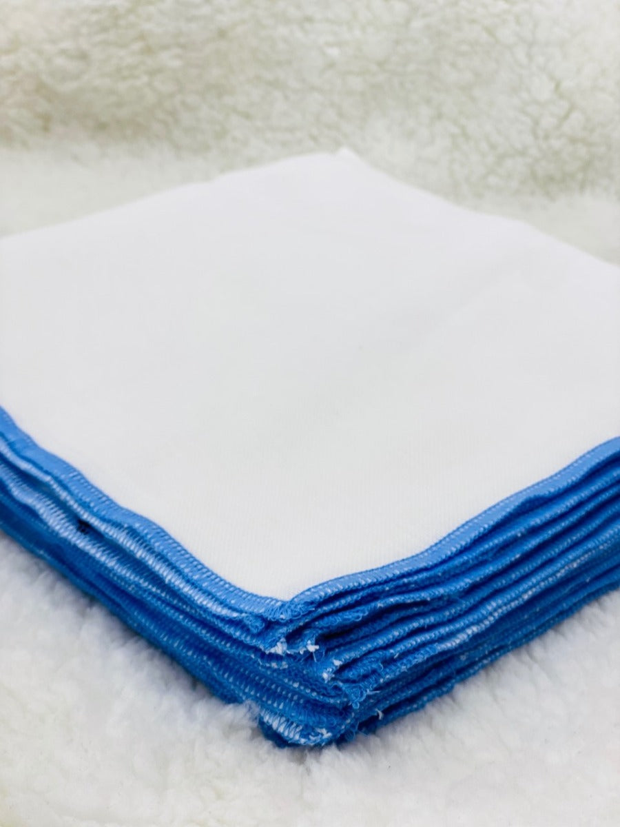 White/Blue Border Nappy 20 X 20 6pc