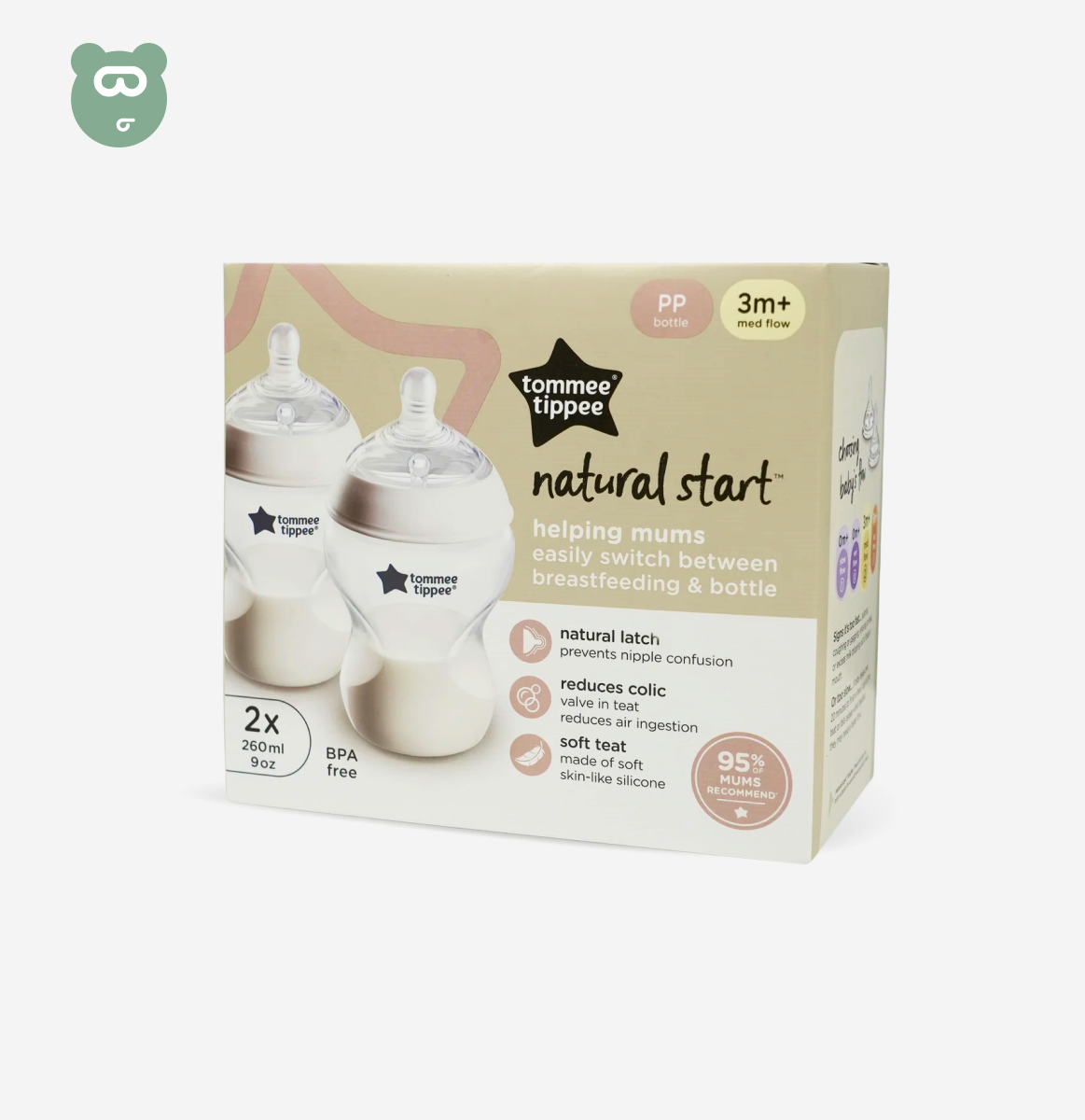 Tommee Tippee Natural Start PP Bottle 260ml 2pk
