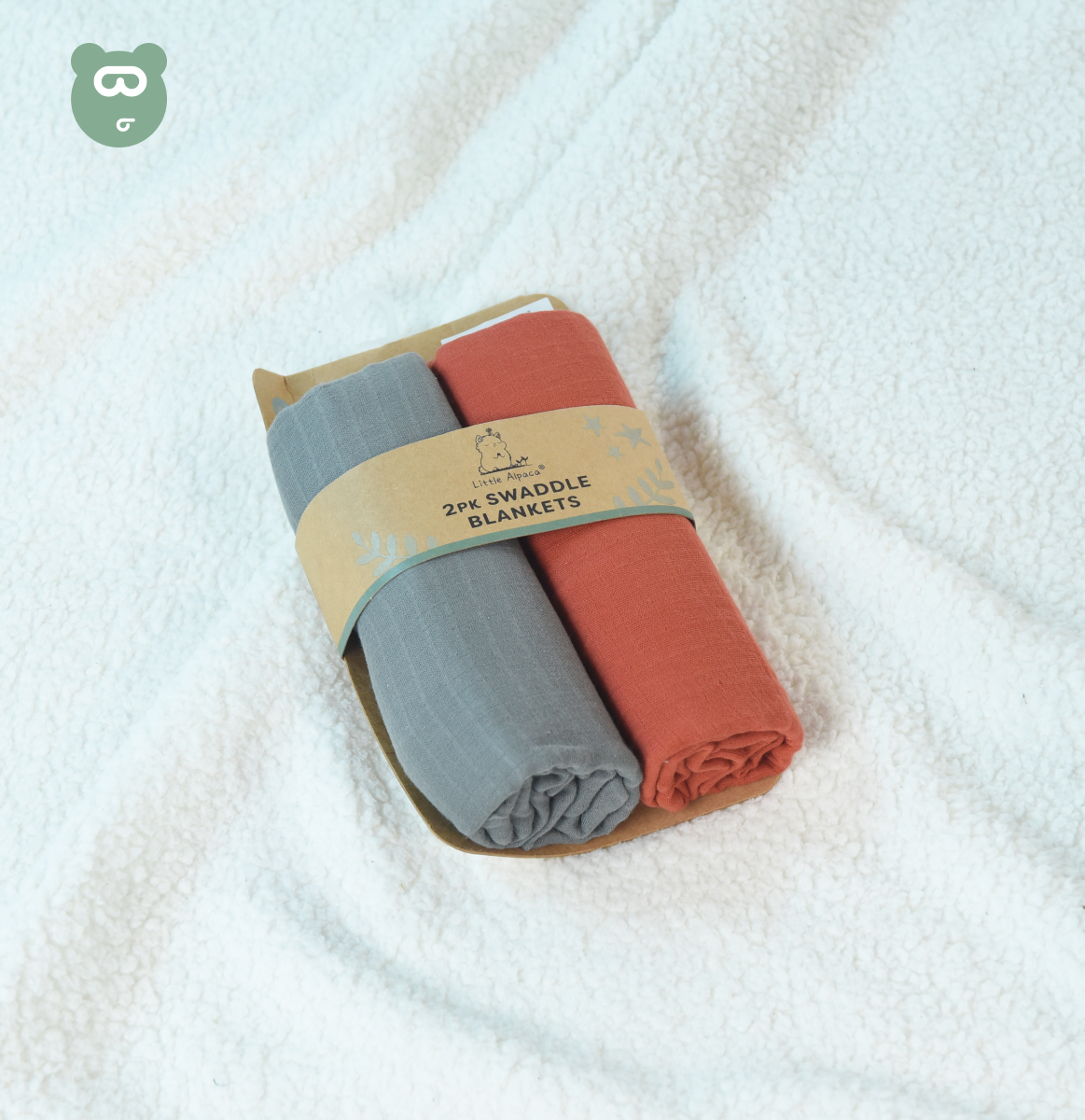 Swaddle Blanket 2pcs Gray & Coral