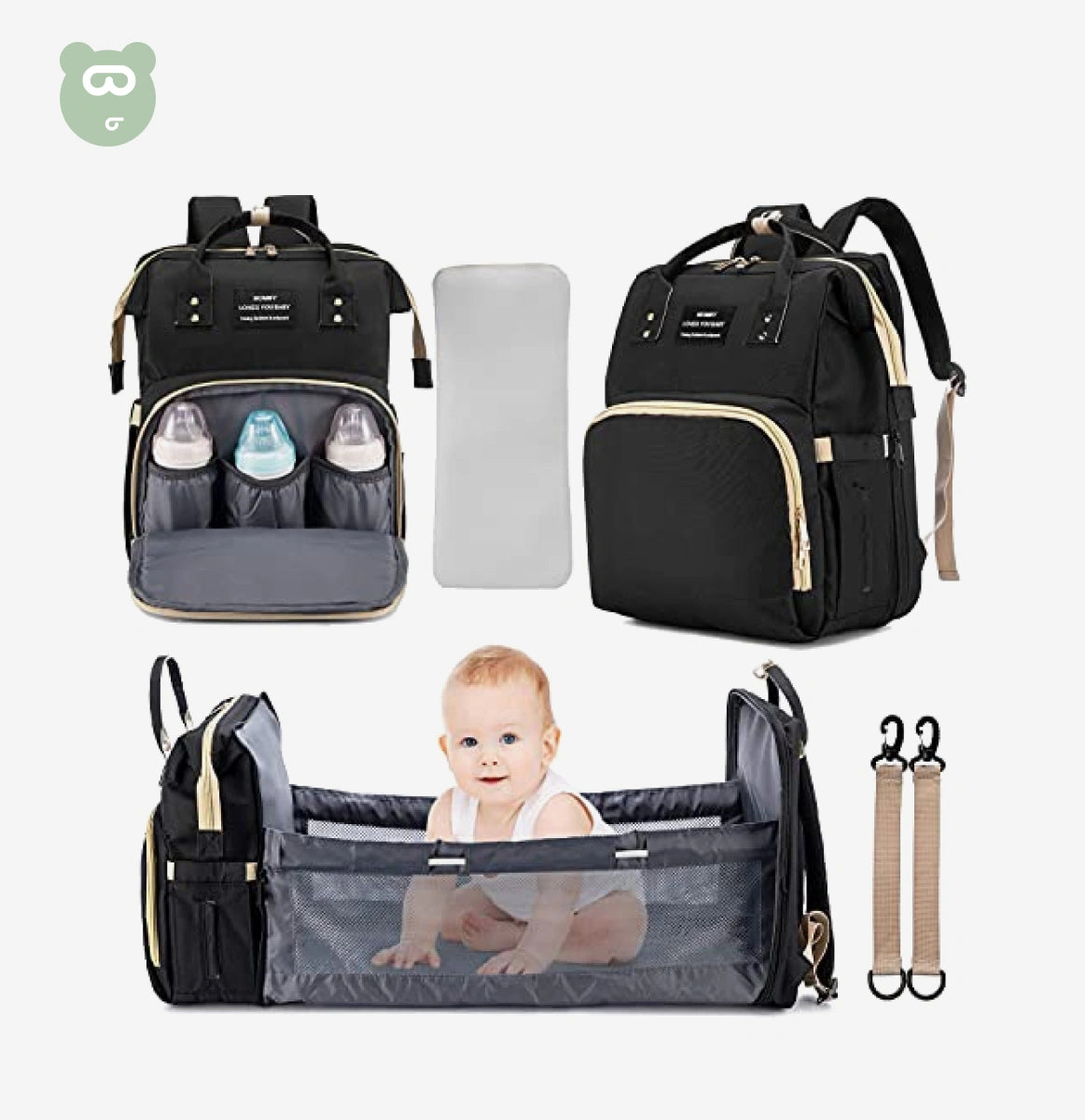 3 in 1 Diaper Bag Black