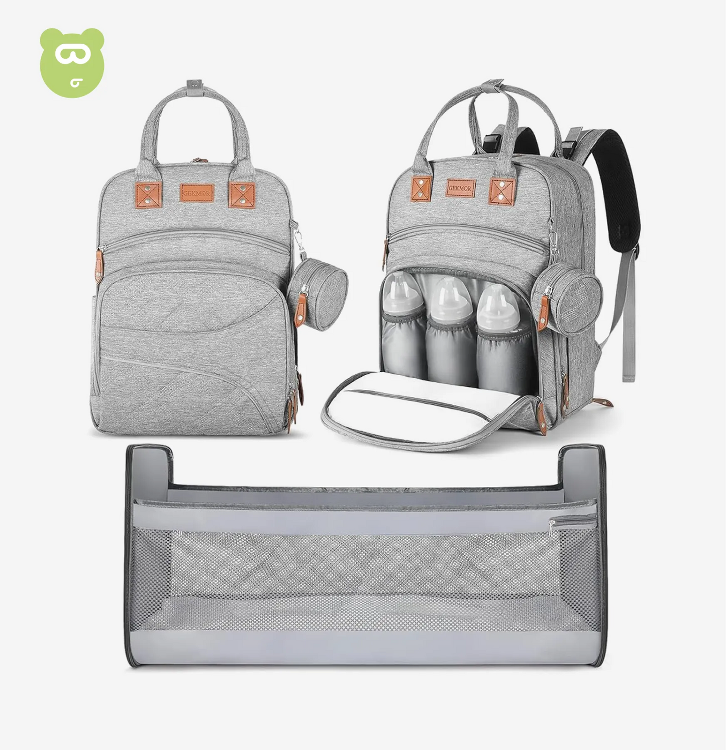 3 in 1 Diaper Bag Gray