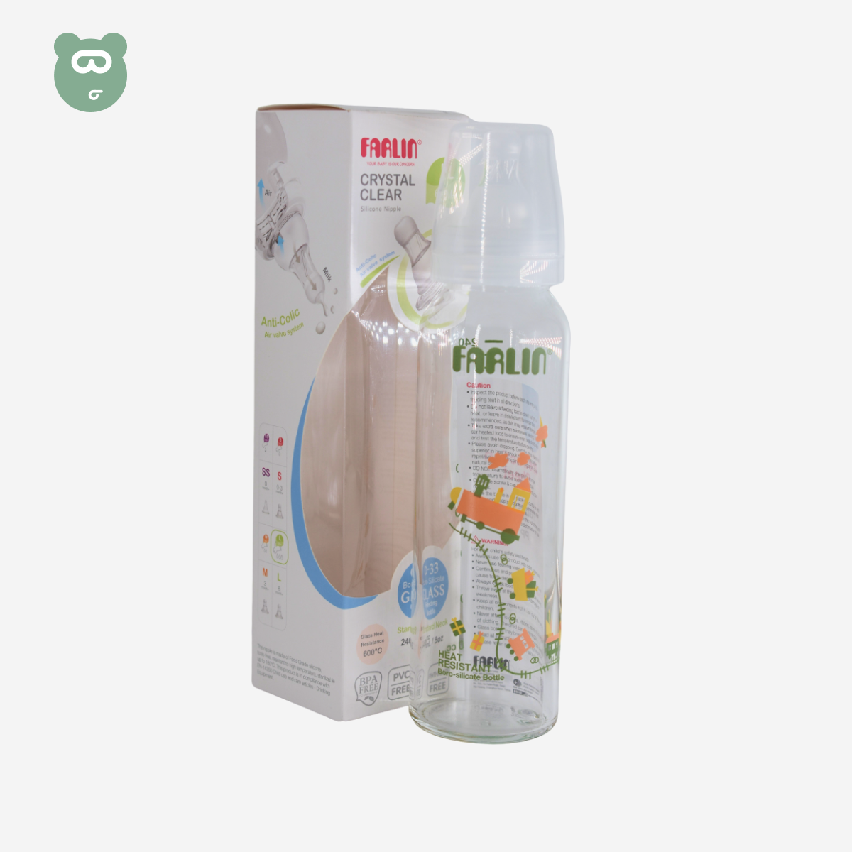 Farlin Glass Feeding Bottle 240ml