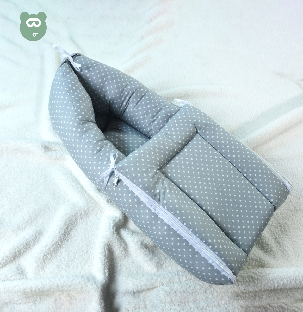 Baby Sleeping Bag - Printed - Grey & White Stars