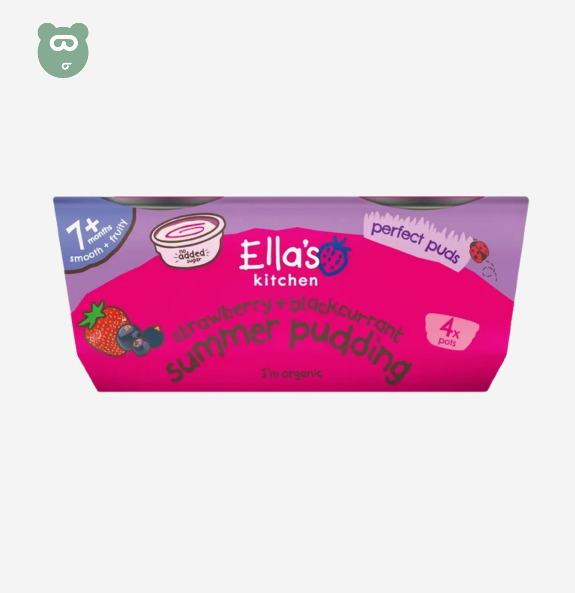 Ella's Kitchen Strawberry + Black Currant Summer Pudding - 4 pots - 7m+