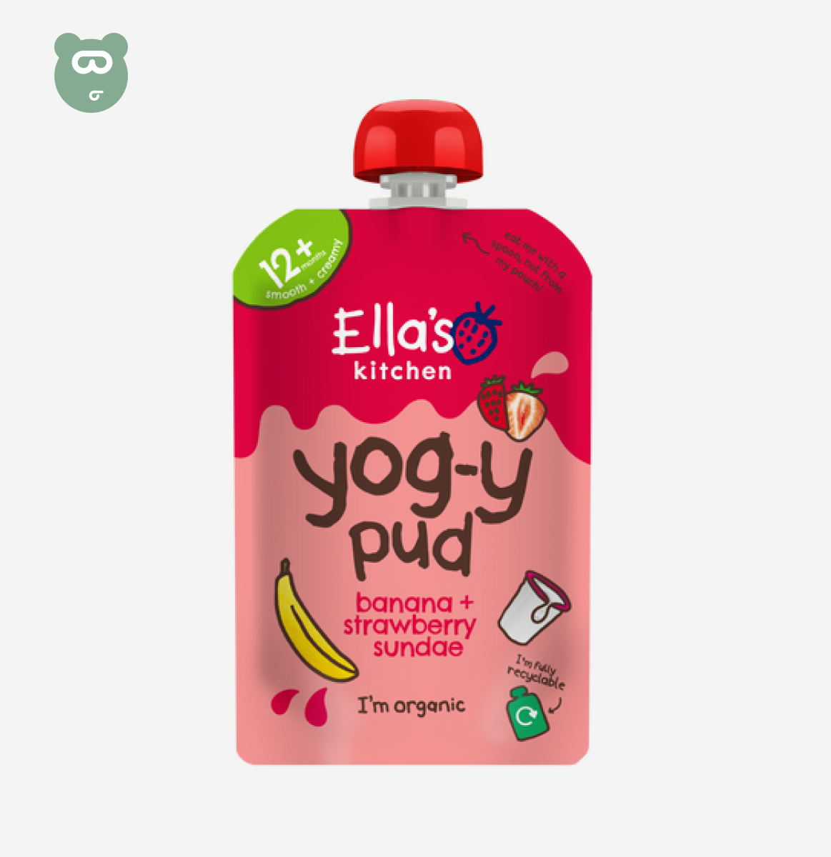 Ella's Kitchen Yog-y Pud Banana + Strawberry Sundae 12m+