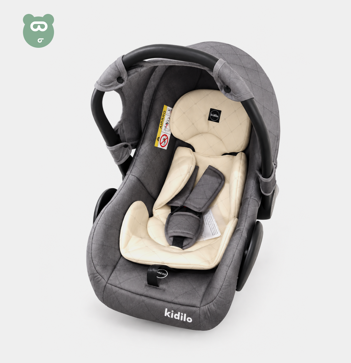 Kidilo Car Seat, Carrier & Rocker G-305 - Grey & Beige