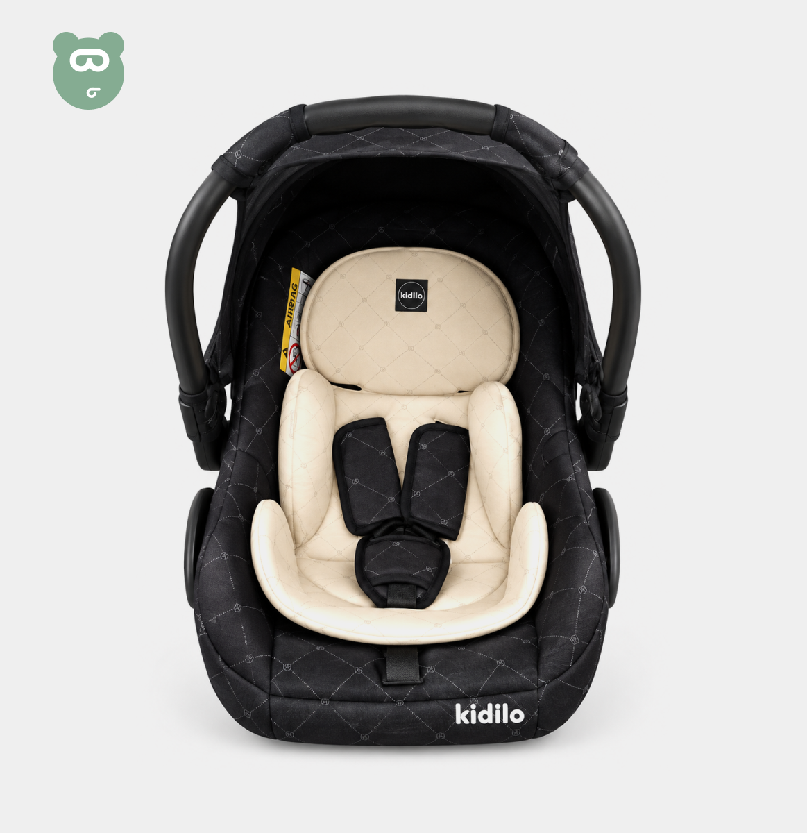 Kidilo Car Seat, Carrier & Rocker G-305 - Black & Beige