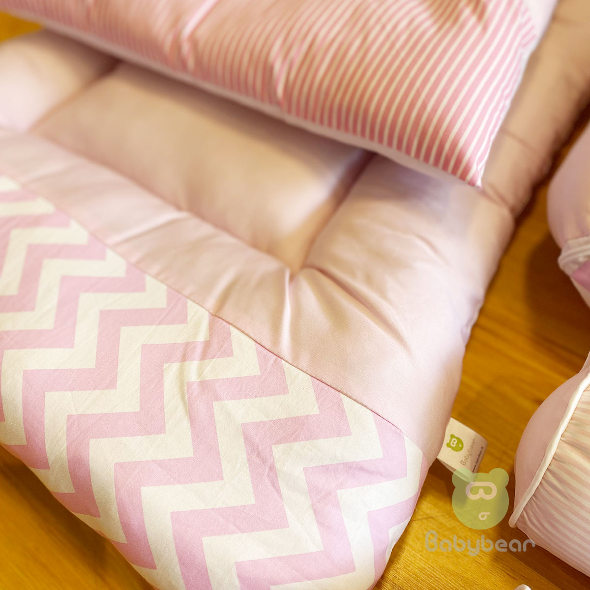 7 in 1 Baby Bedding Set - Pink - Hand Quilts, Baby Carrier, Pillows