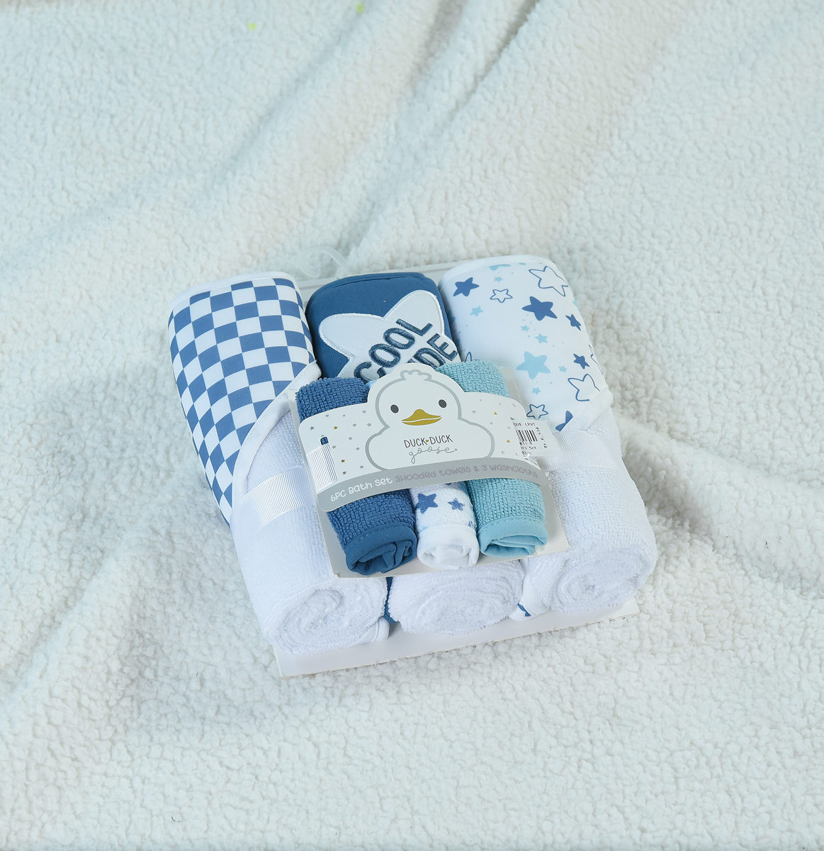 Hooded Towels & Washcloths 6pcs Set - Starry Blue