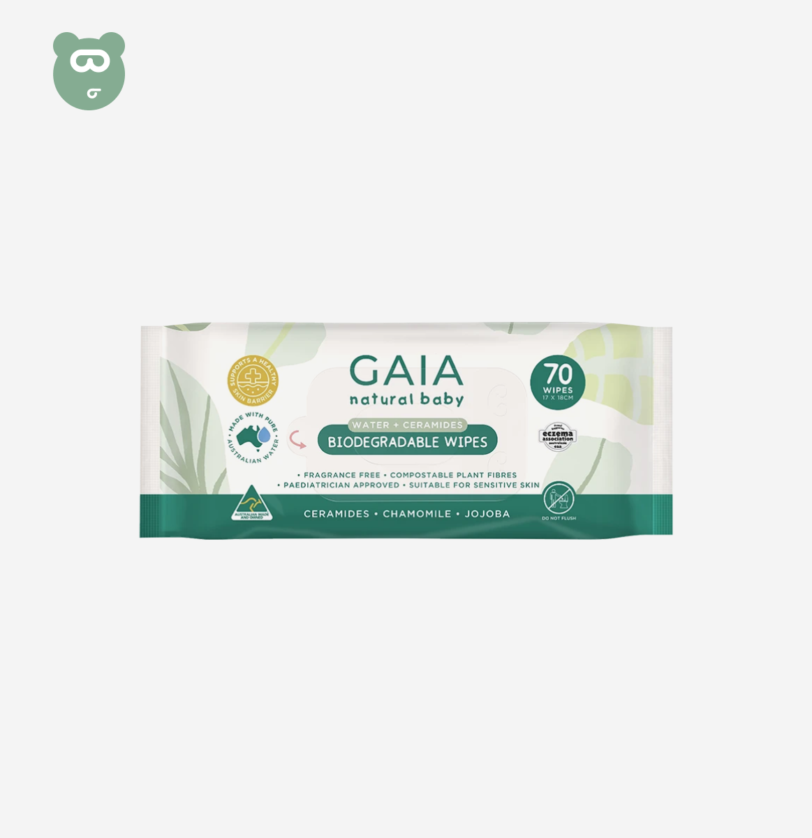 Gaia Water Ceramides Biodegradable Wipes 70