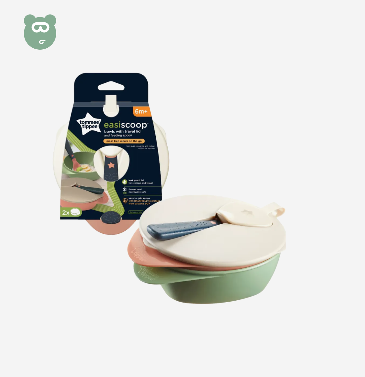 Tommee Tippee Easy Scoop Bowls With Travel Lid And Feeding Spoon