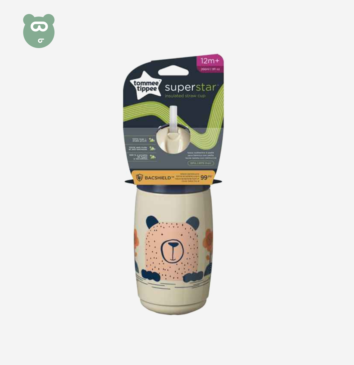T.T Insulated Straw Cup 266ml 6m+ - Grey