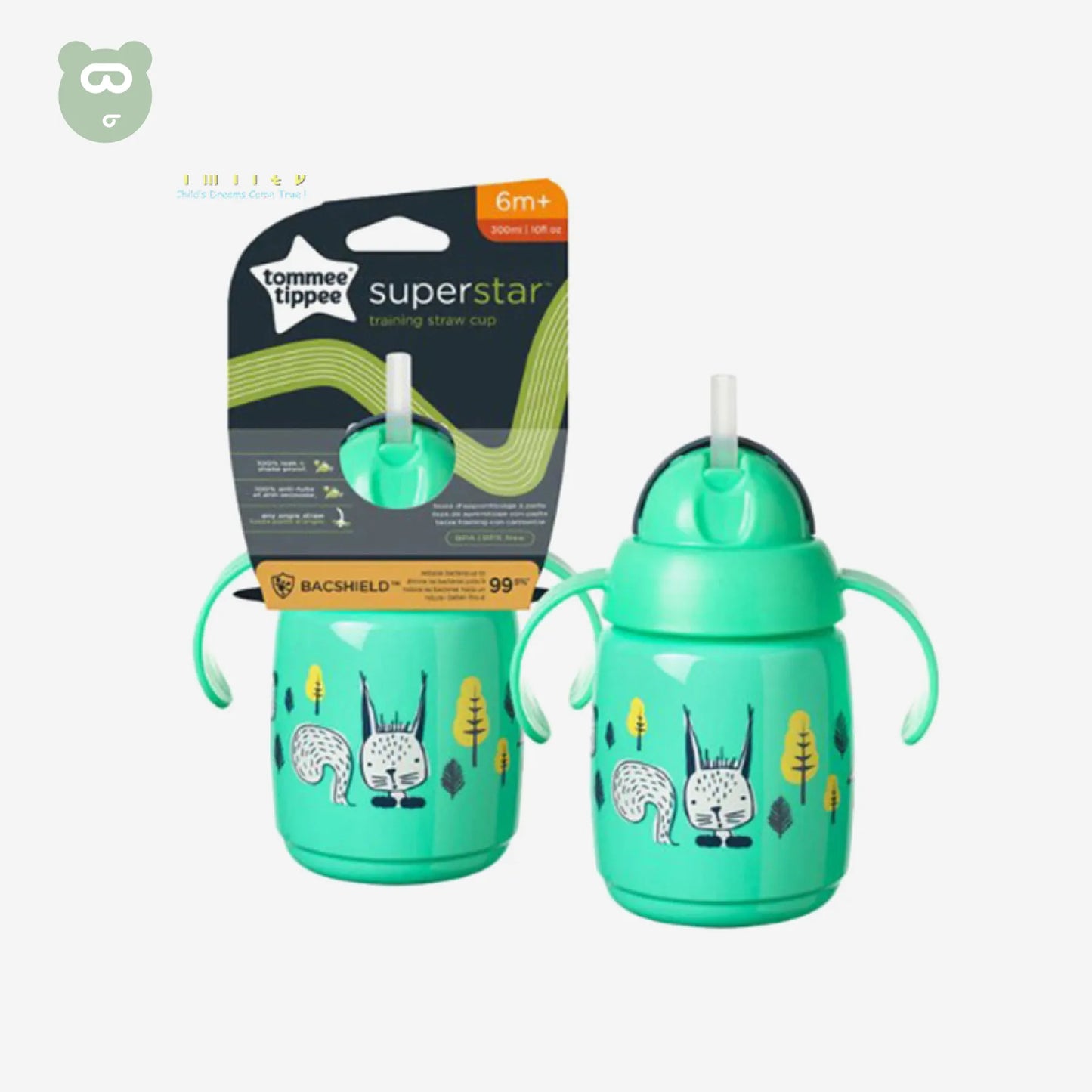 T.T Training Straw Cup 6m+ 300ml - Green