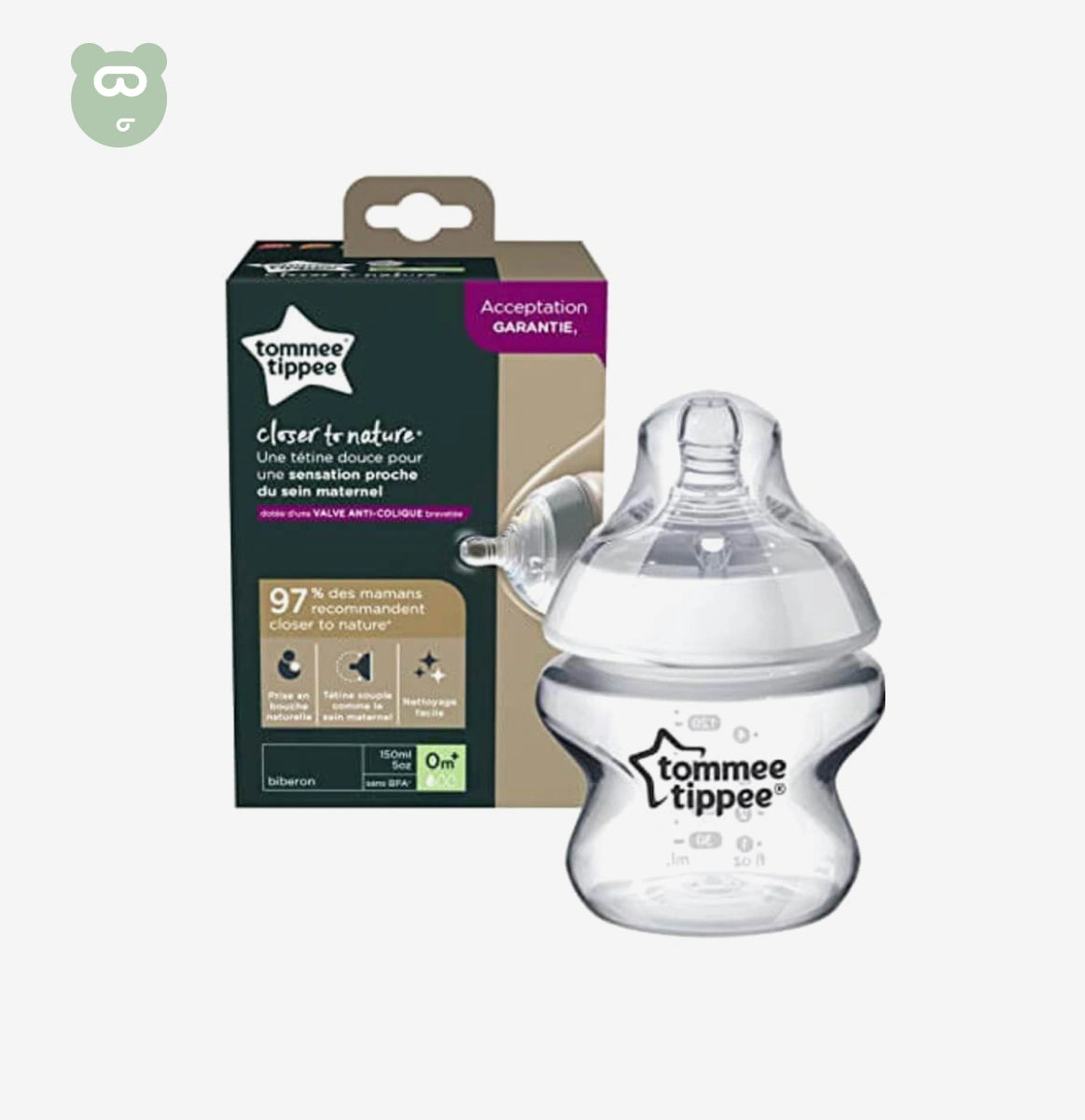 Tommee Tippee Closer To Nature Baby Feeding Bottle, 0m+ 150ml
