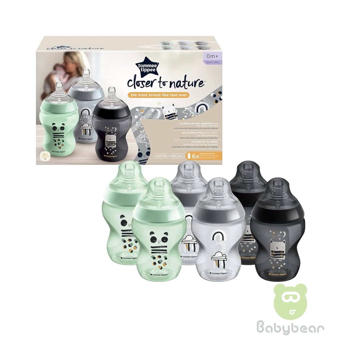 Tommee Tippee 0m+ 260ml Single Milk Bottle -Grey