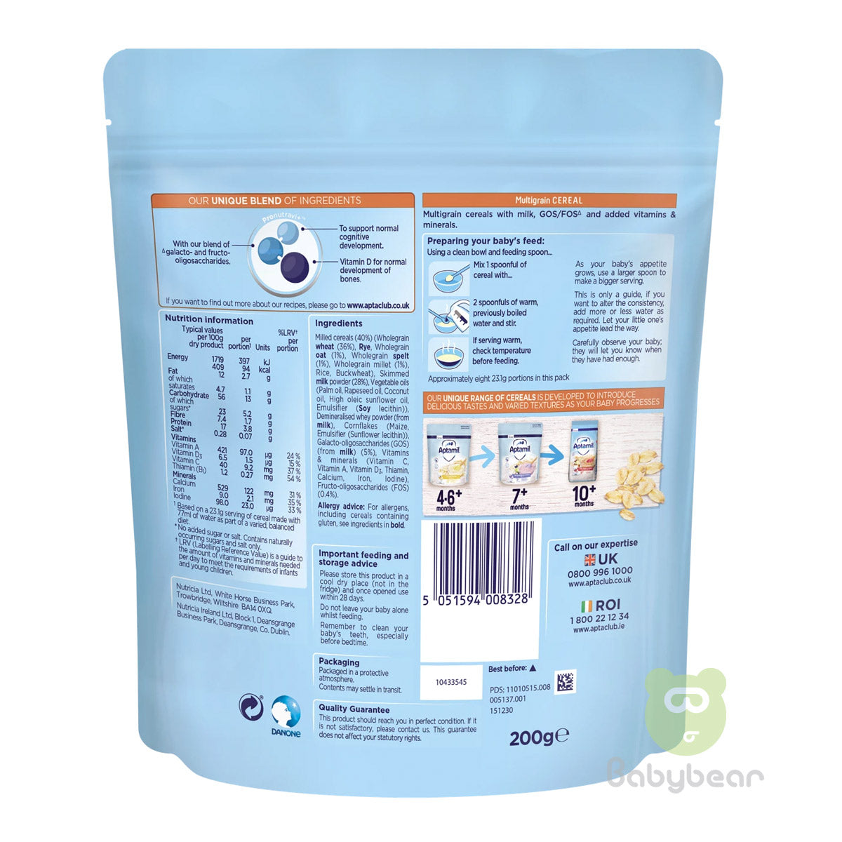 Aptamil Baby Food Multigrain Cereal 200g 7m+