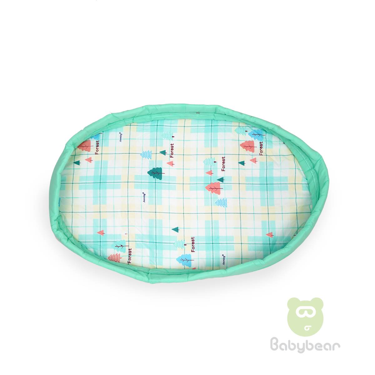 Portable baby travel bed with mosquito net - Forest Blue