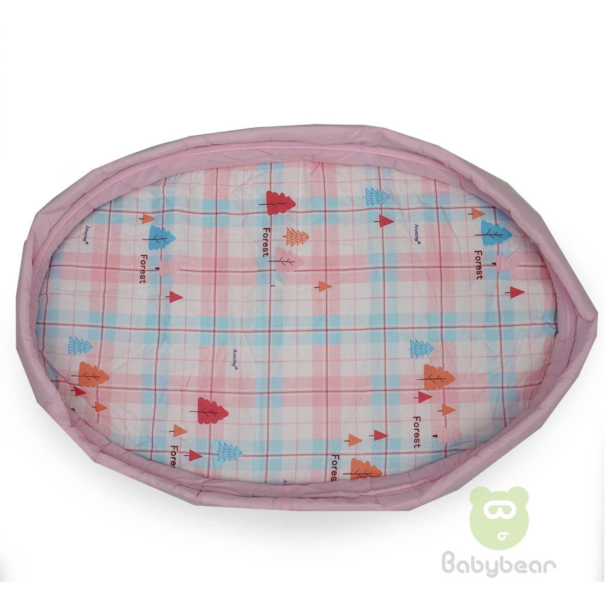 Portable baby travel bed with mosquito net - Forest Pink