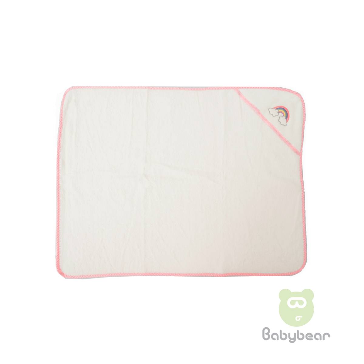 Babybear Hooded White Towel Pink Border
