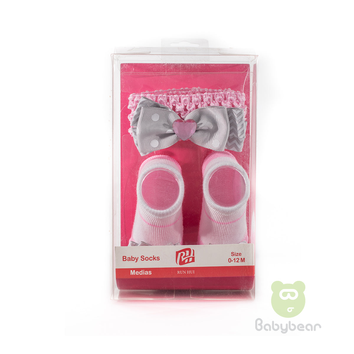 Baby Sock And Hair Band Set Pink White