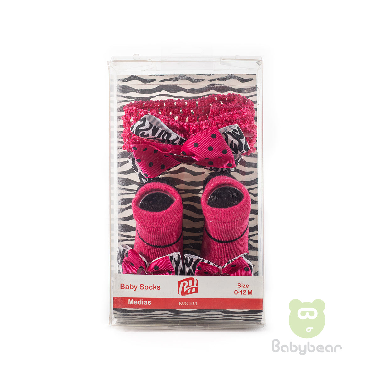 Baby Sock And Hair Band Set Pink Black