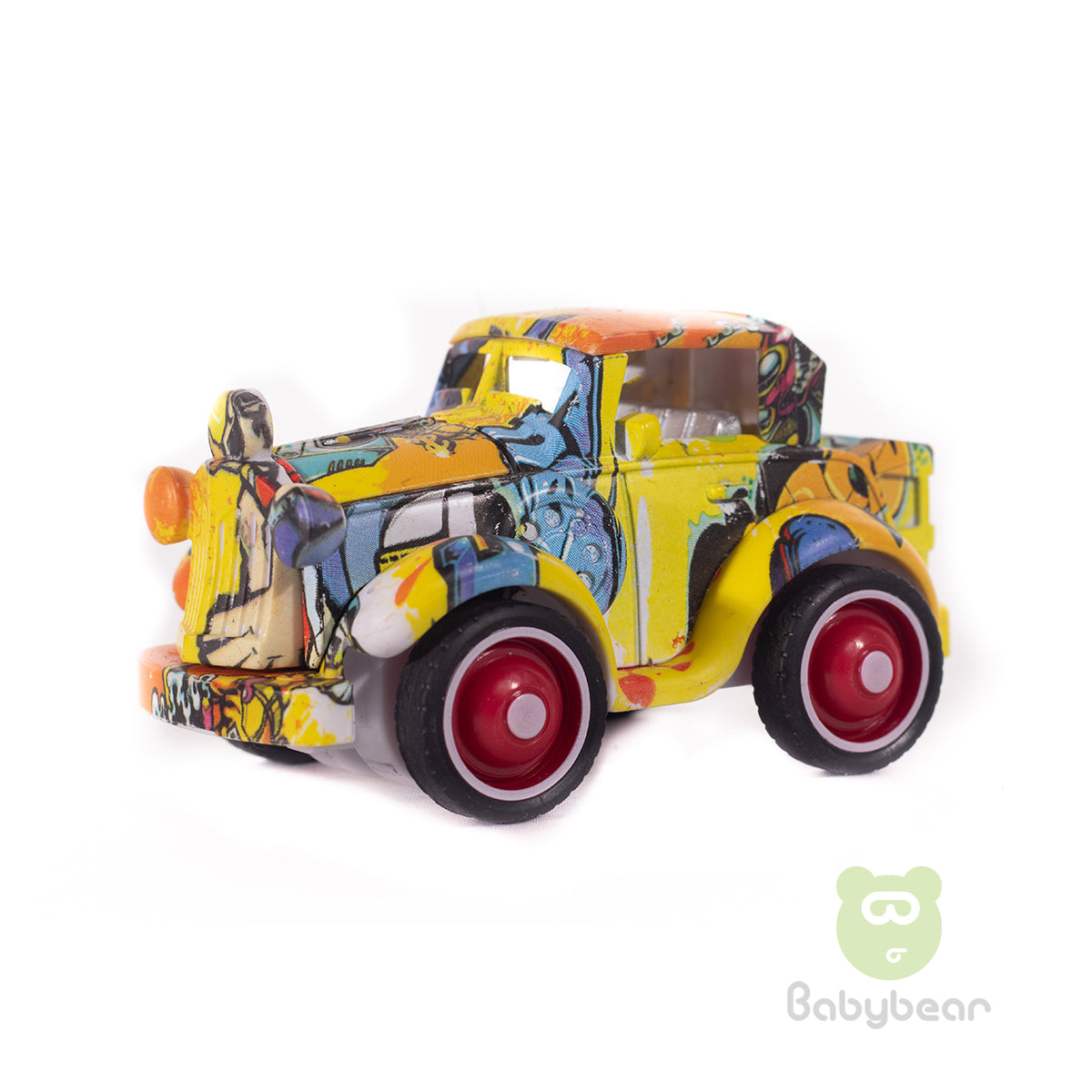 Graffiti Style Metal Friction Powered Die-cast Classic Cars Yellow