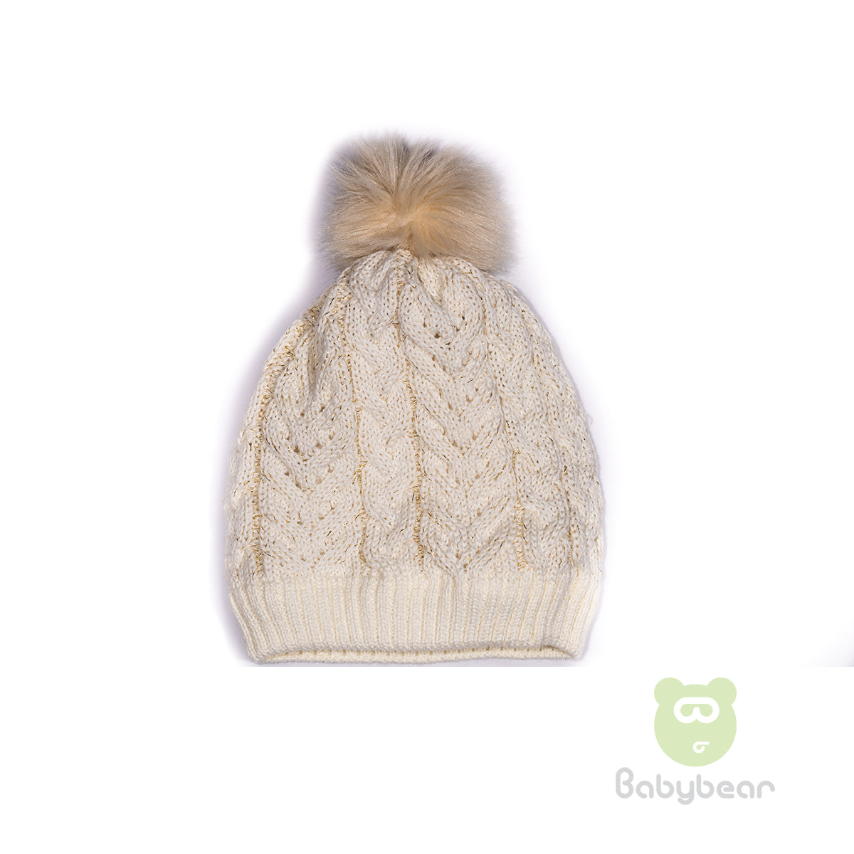 Baby Beanie Hat WhiteGold Crochet 3-4 years