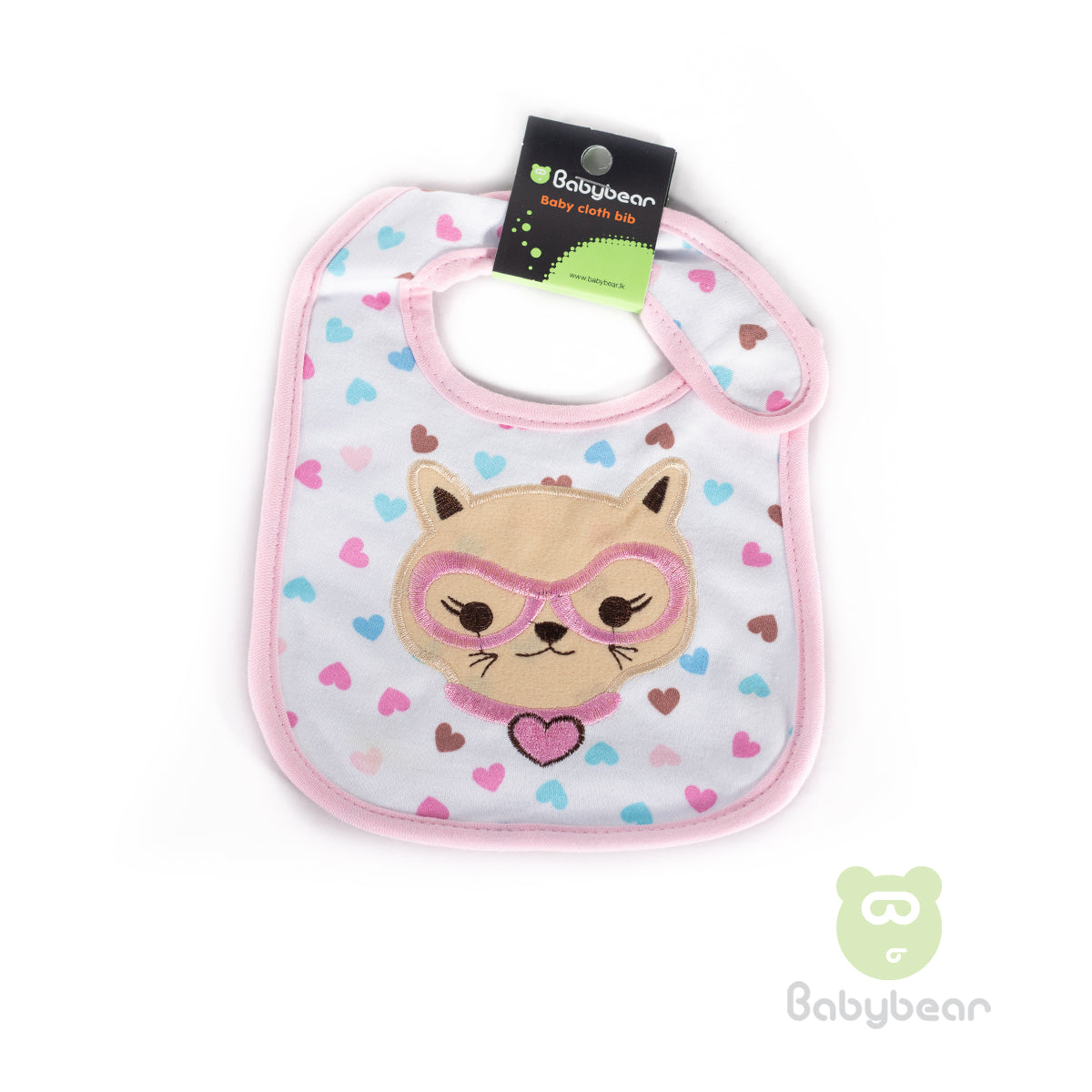 Babybear Cloth Bib Pink Hearts