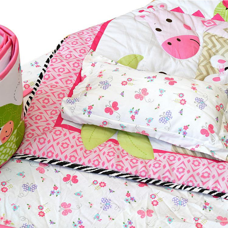 8 Piece Bedding Set - Pink Zoo