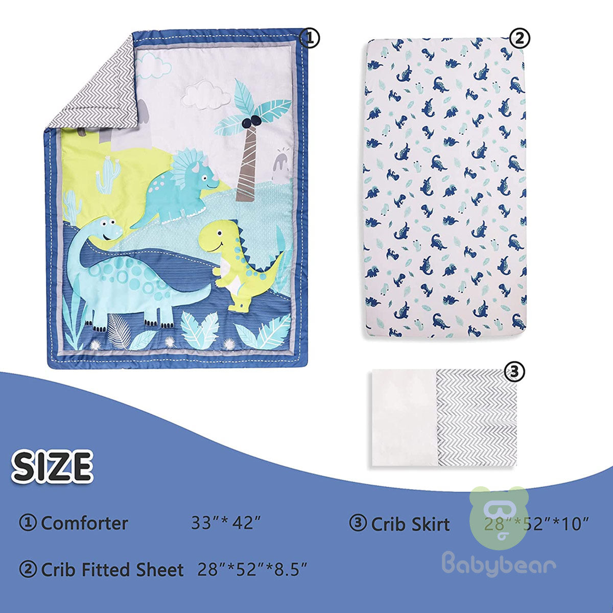 Dino Baby Bedding Set 8 Pcs - Dinosaur