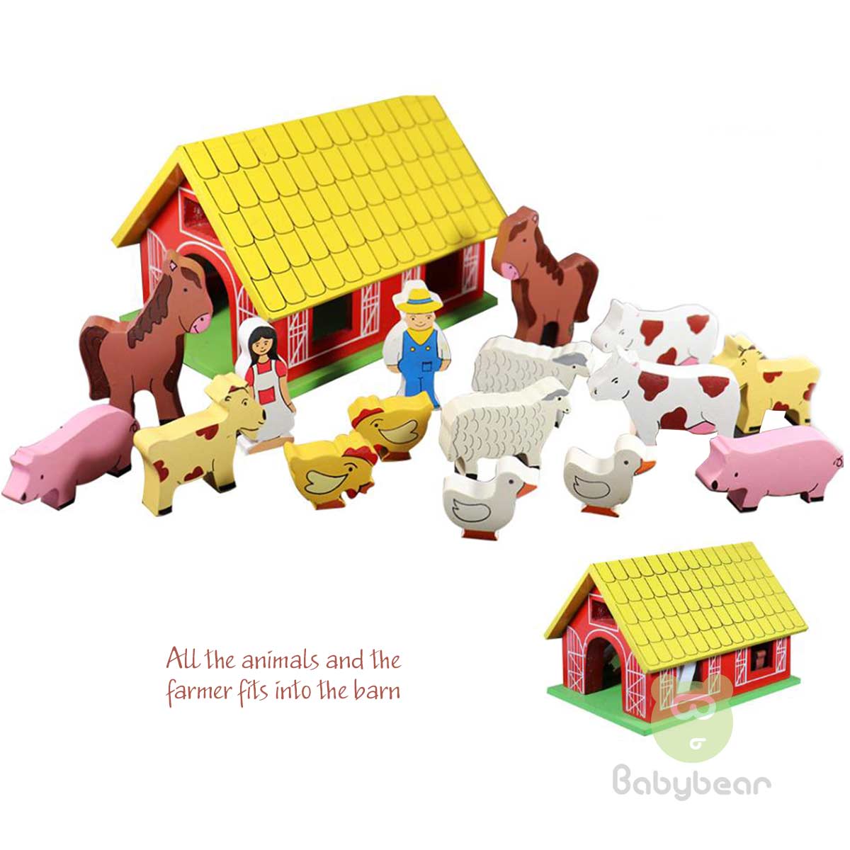 Wooden Farm House farm animals Educational Toys in Sri Lanka - Wooden Toys Farm House Farm Animals