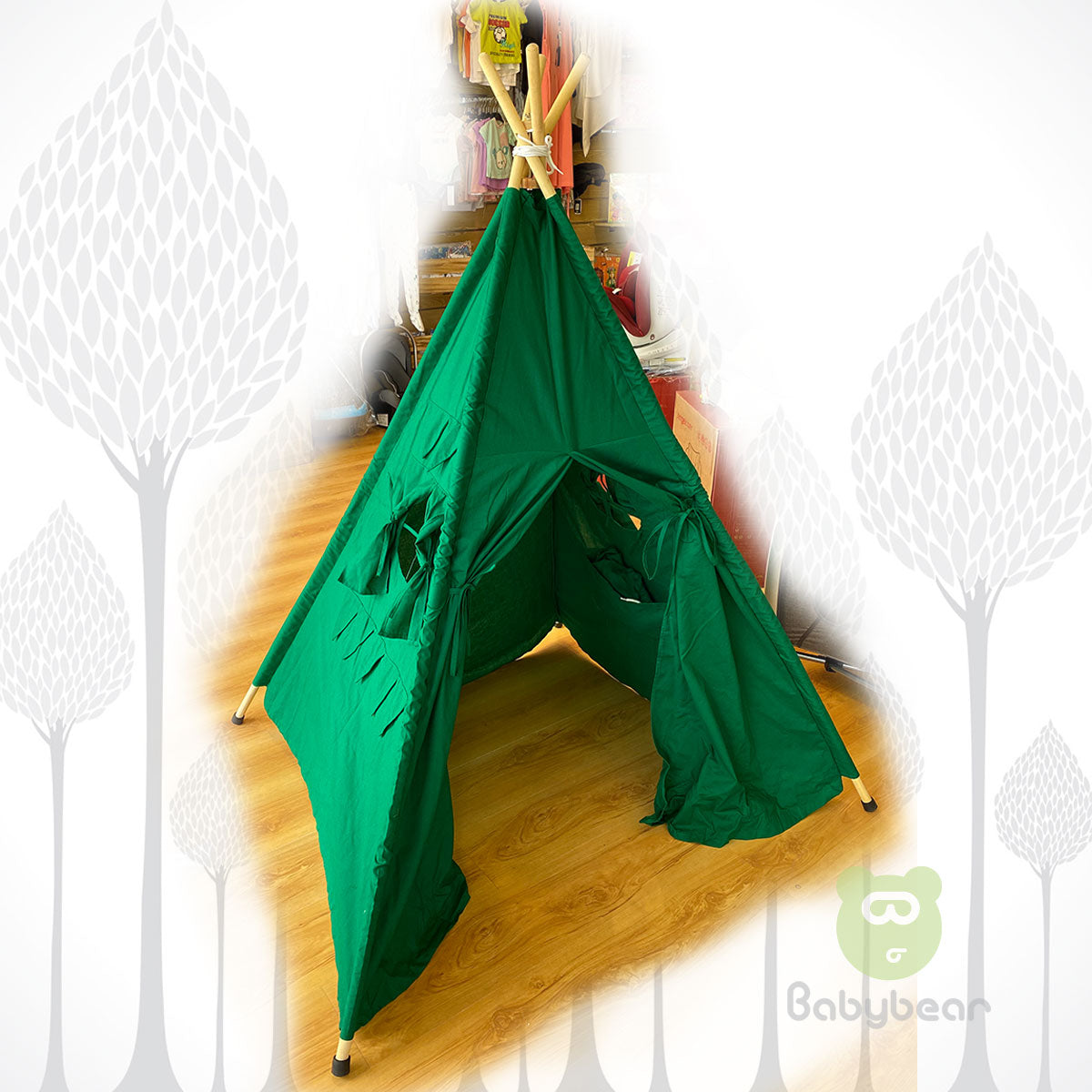 Teepee Tent - Dark Green Babybear