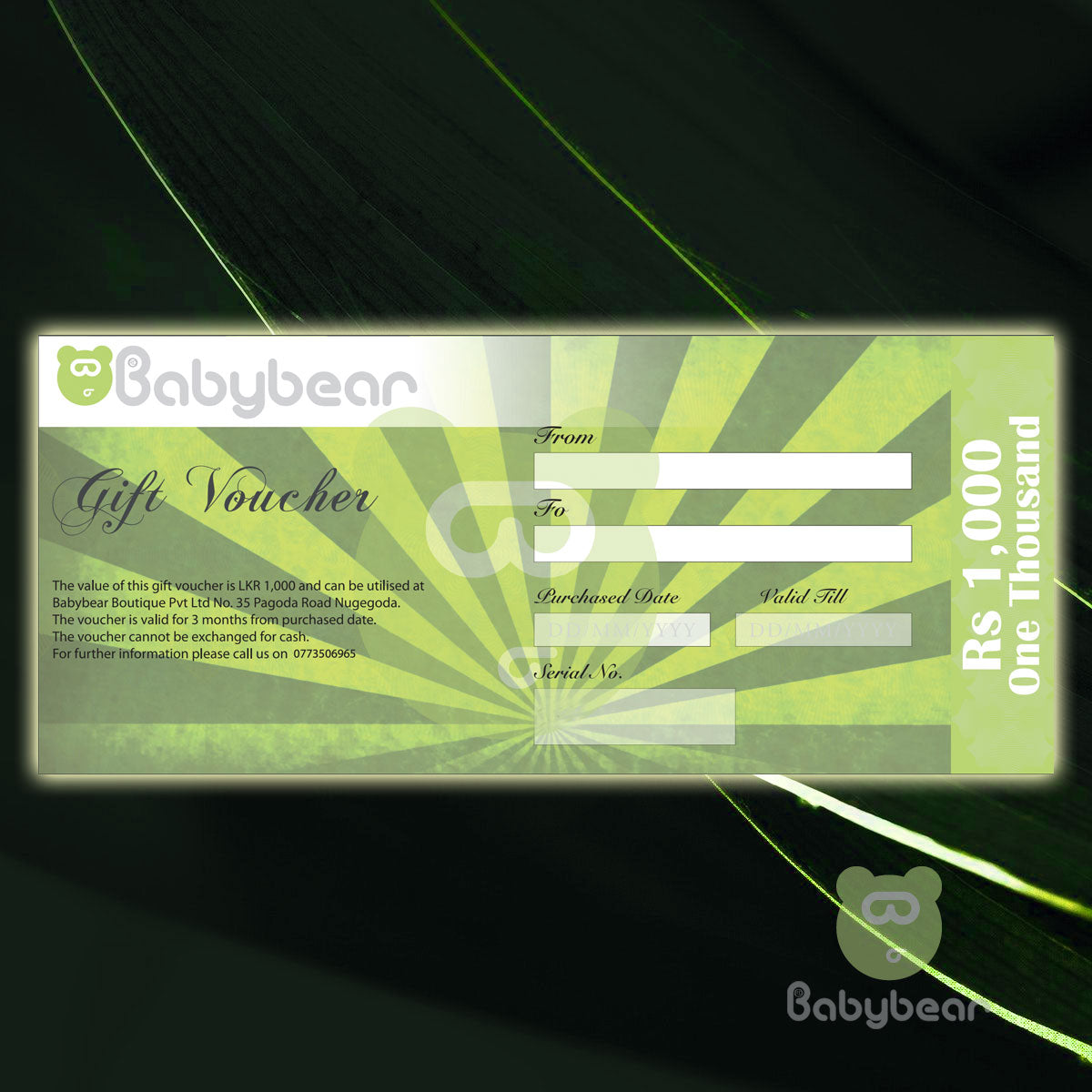 Babybear Rs. 1000 Gift Voucher/ Gift Card