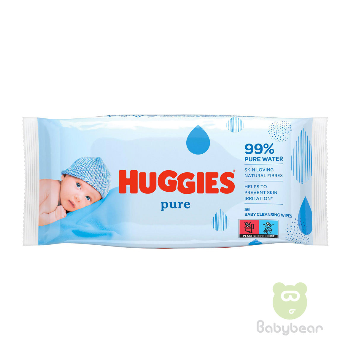 Huggies Pure water wipes 56pcs-Skin loving natural fibres