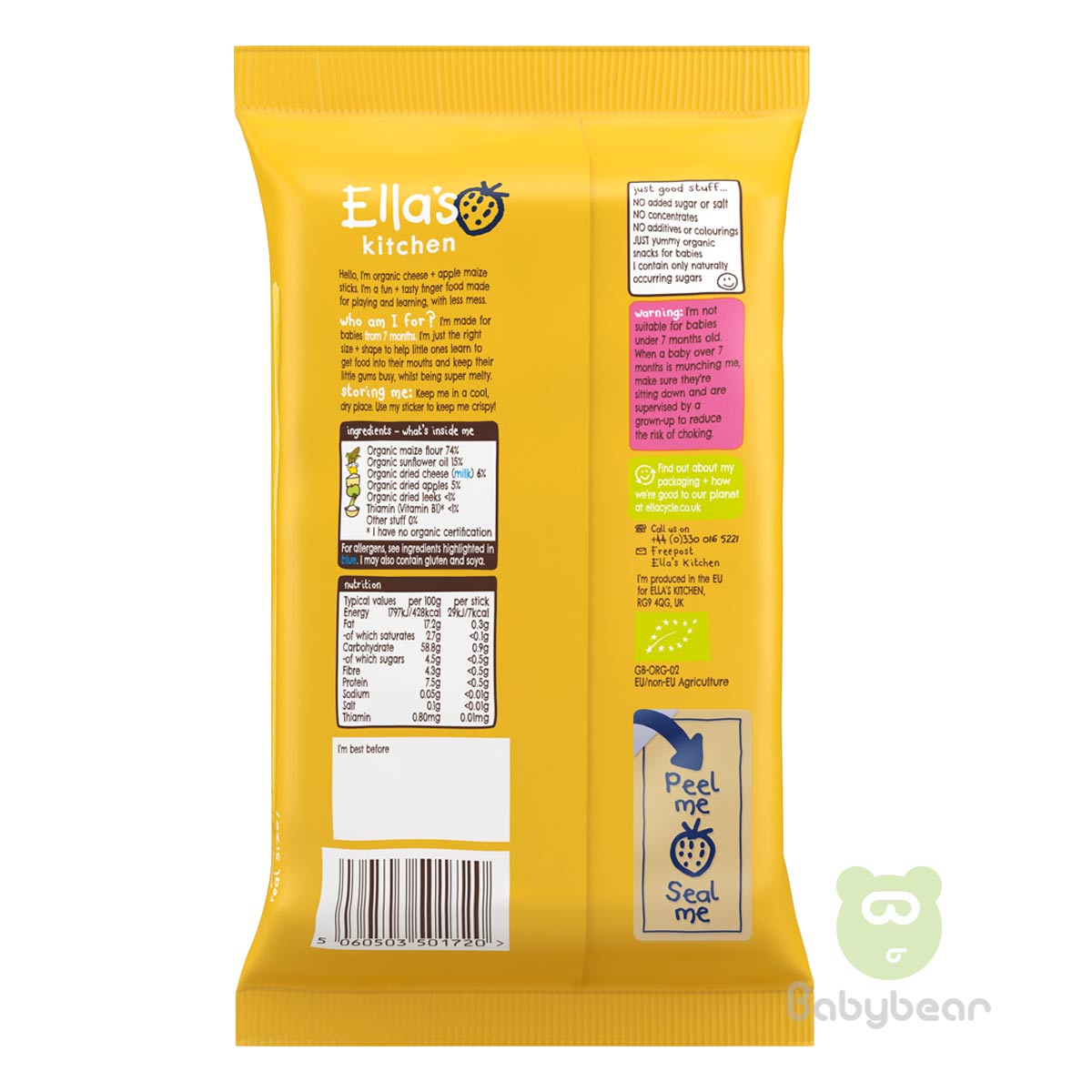 Ellas Kitchen Melty Sticks Cheese and Apple Baby Food