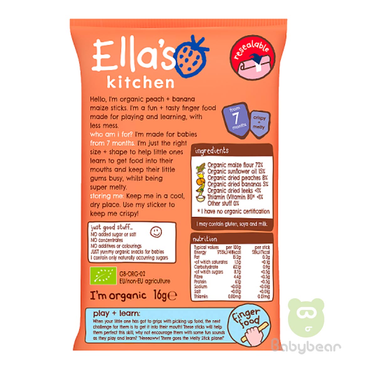 Ellas Kitchen Melty Sticks Peach and Banana Baby Food