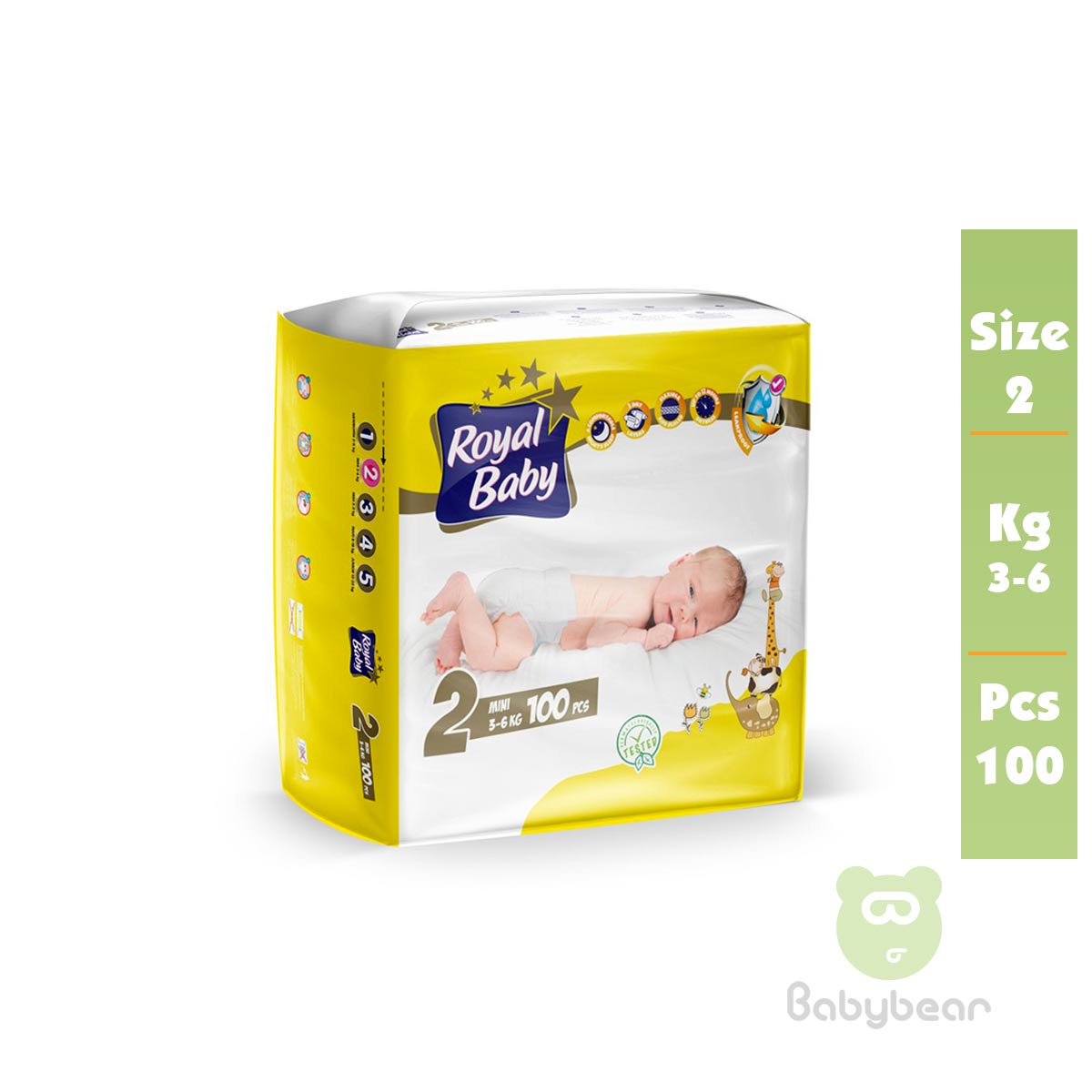 Royal Baby Diapers SIZE 2 3 to 6kg 100 Pcs