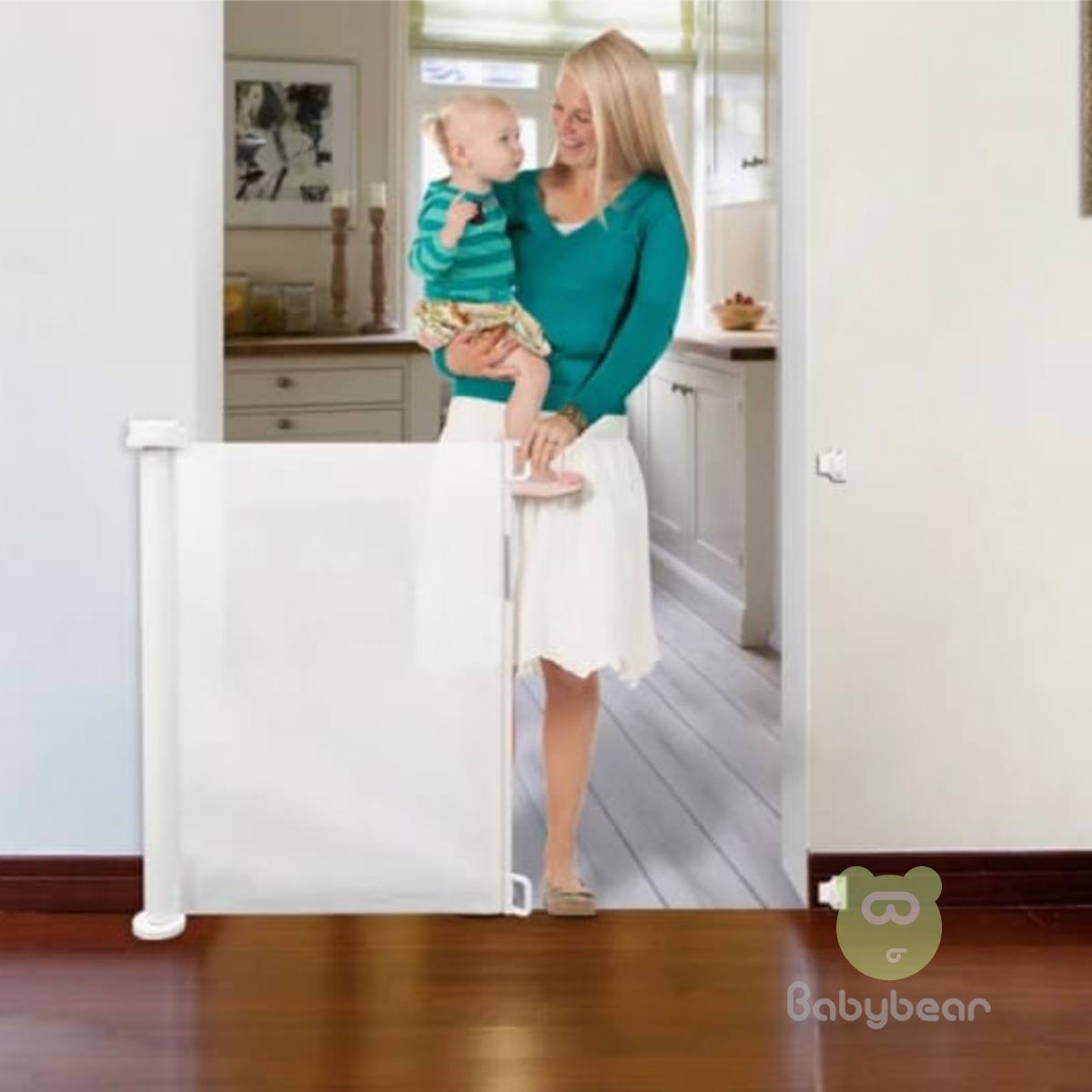 Retractable Baby Safety Gate - White