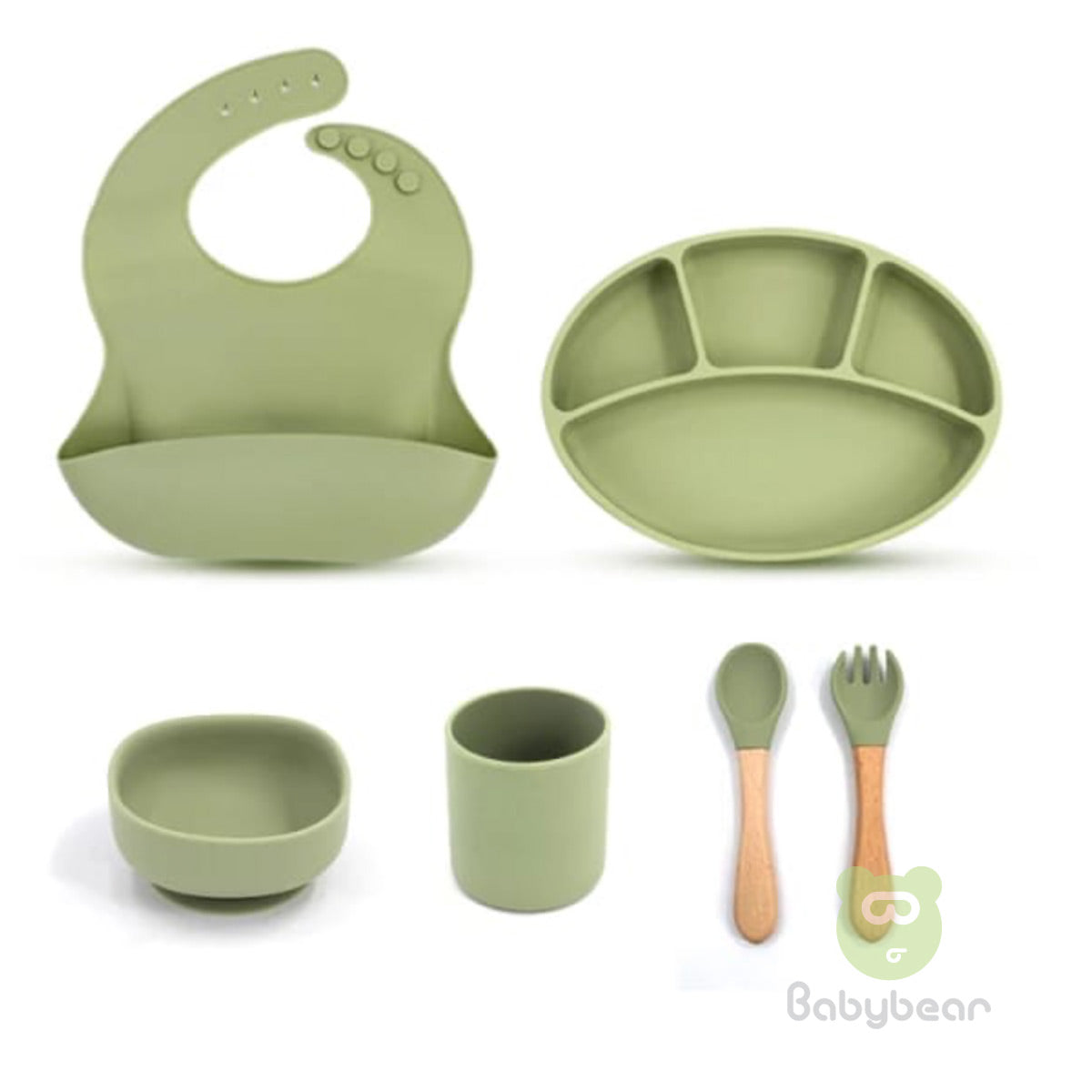 Silicone Feeding Set Plate Spoon - Babybear Feeding