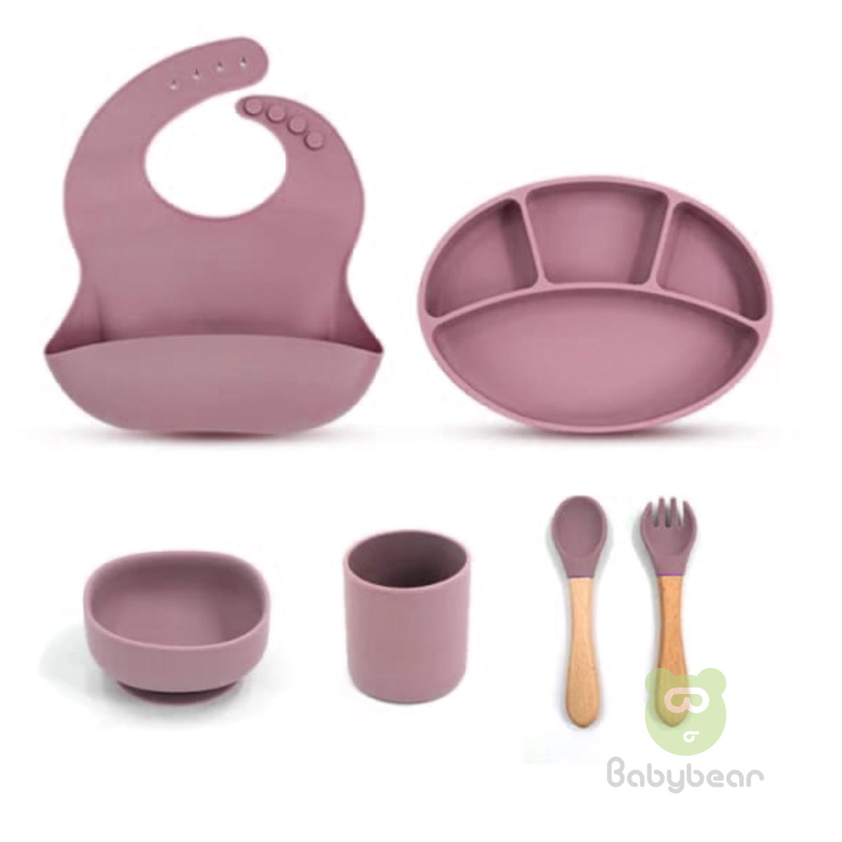 Silicobe Baby Feeding Plates and cups spoons - Babybear