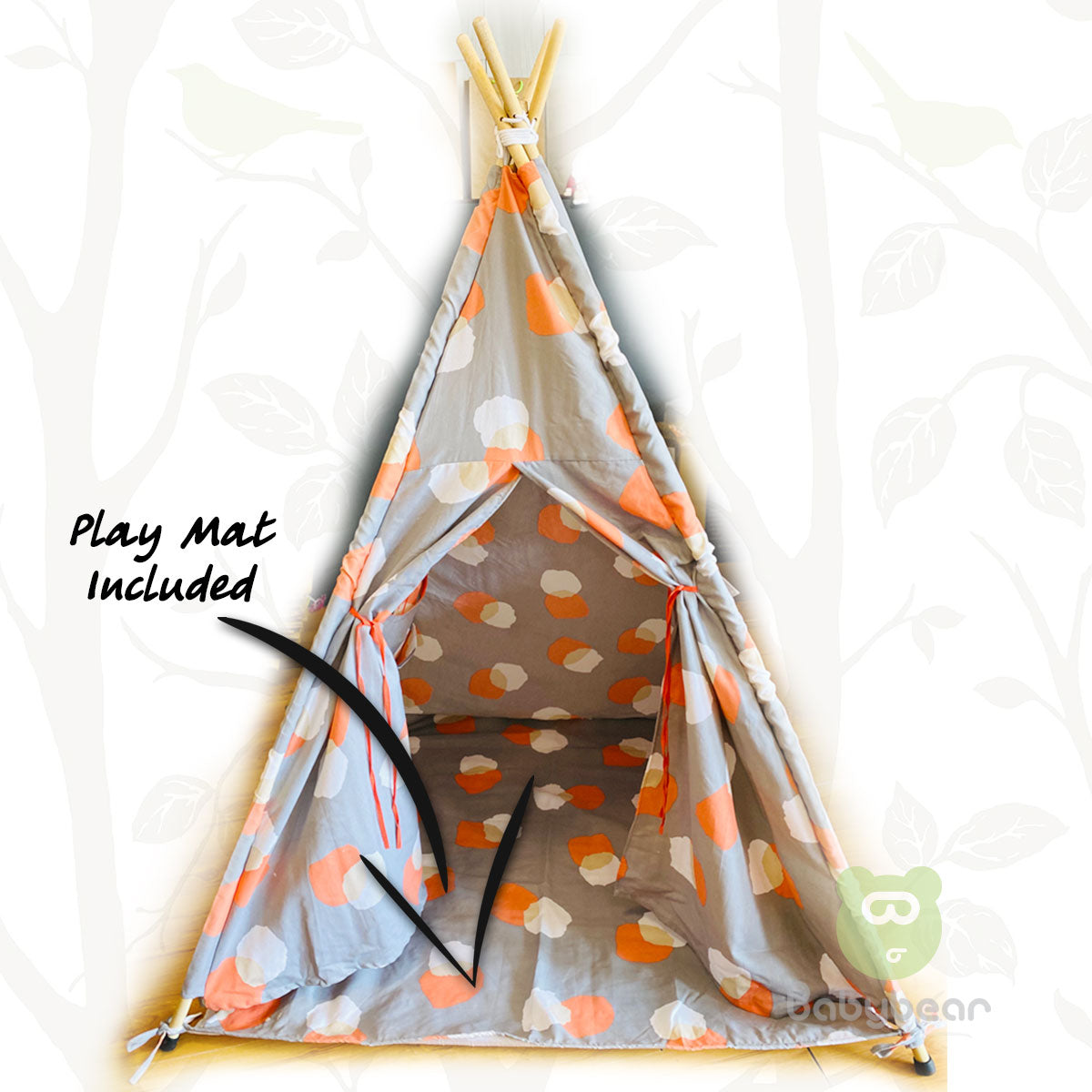 Teepee Tent with Mat- Nordic Grey