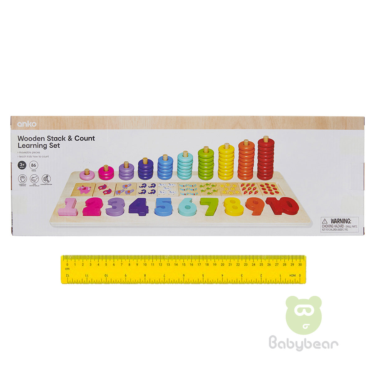 Wooden Stack & Count Learning Set - Australian Anko