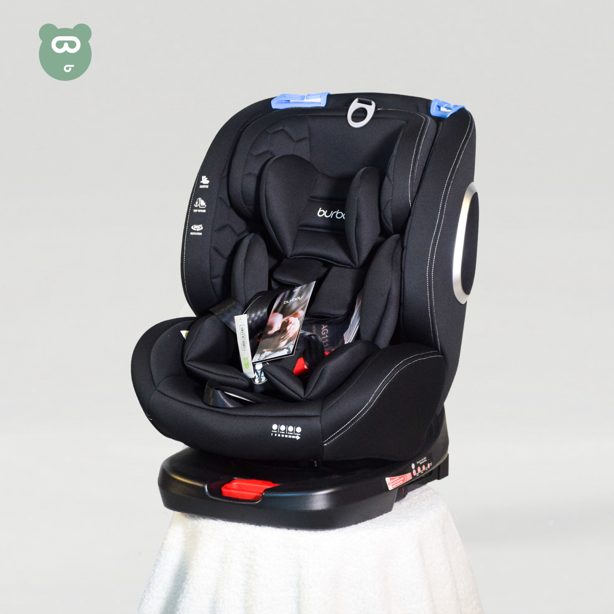 Burbay 360 Isofix Car Seat Black