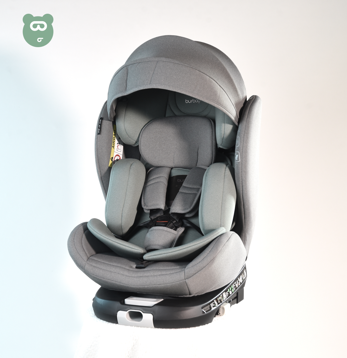 Burbay 360 Isofix Car Seat - T10 - Light Grey