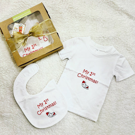 My 1st Christmas Bib and T shirt