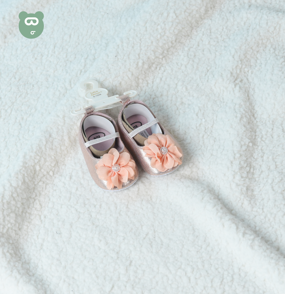 Baby Girls Shoes 12-18m - Pink Flowers