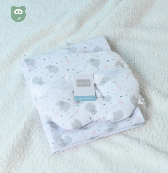 Baby Blanket With Latex Pillow Elephant Print