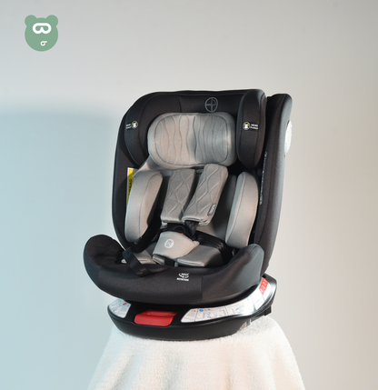 Burbay 360 Isofix Car Seat - Grey & Black