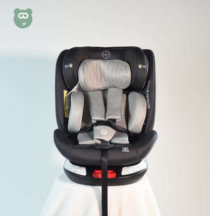 Burbay 360 Isofix Car Seat - Grey & Black